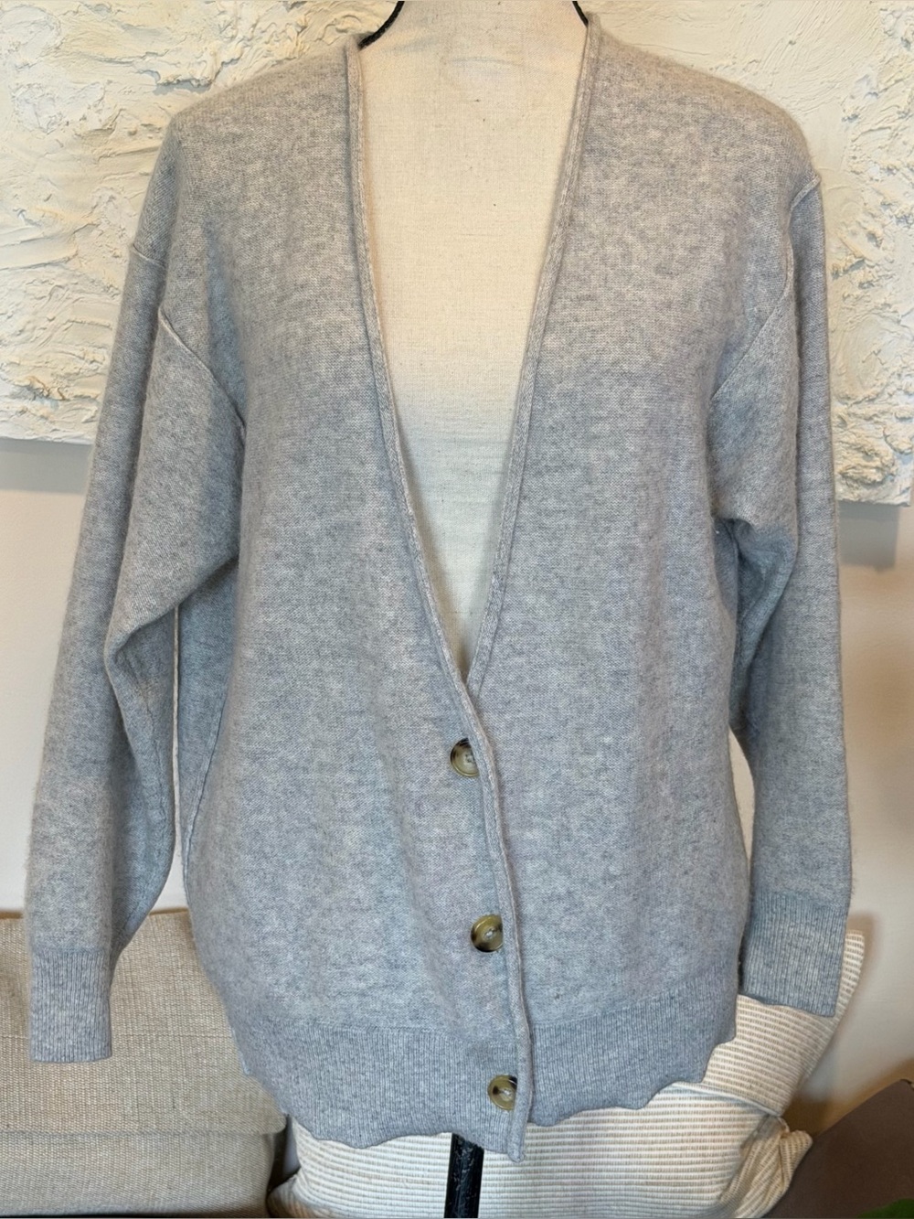 Free People School Boy Cardigan Sweater Womens Gray 100% Cashmere Sz XS